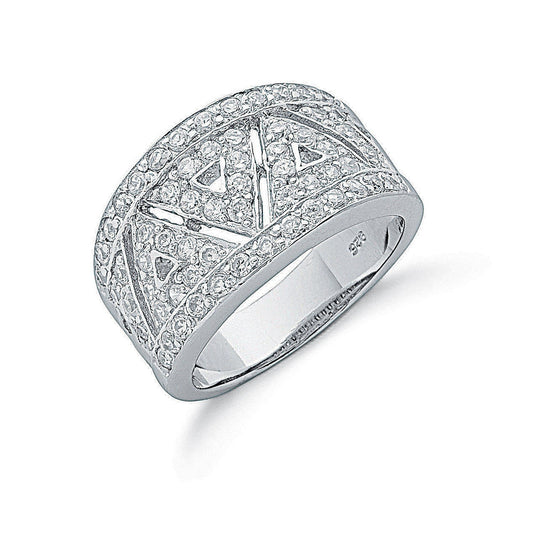 Silver Fancy Pave Set Cubic Zirconia Ring - Fine Ring - Certified Authentic - Swiss Made – Luxury Jewellery by Imperia