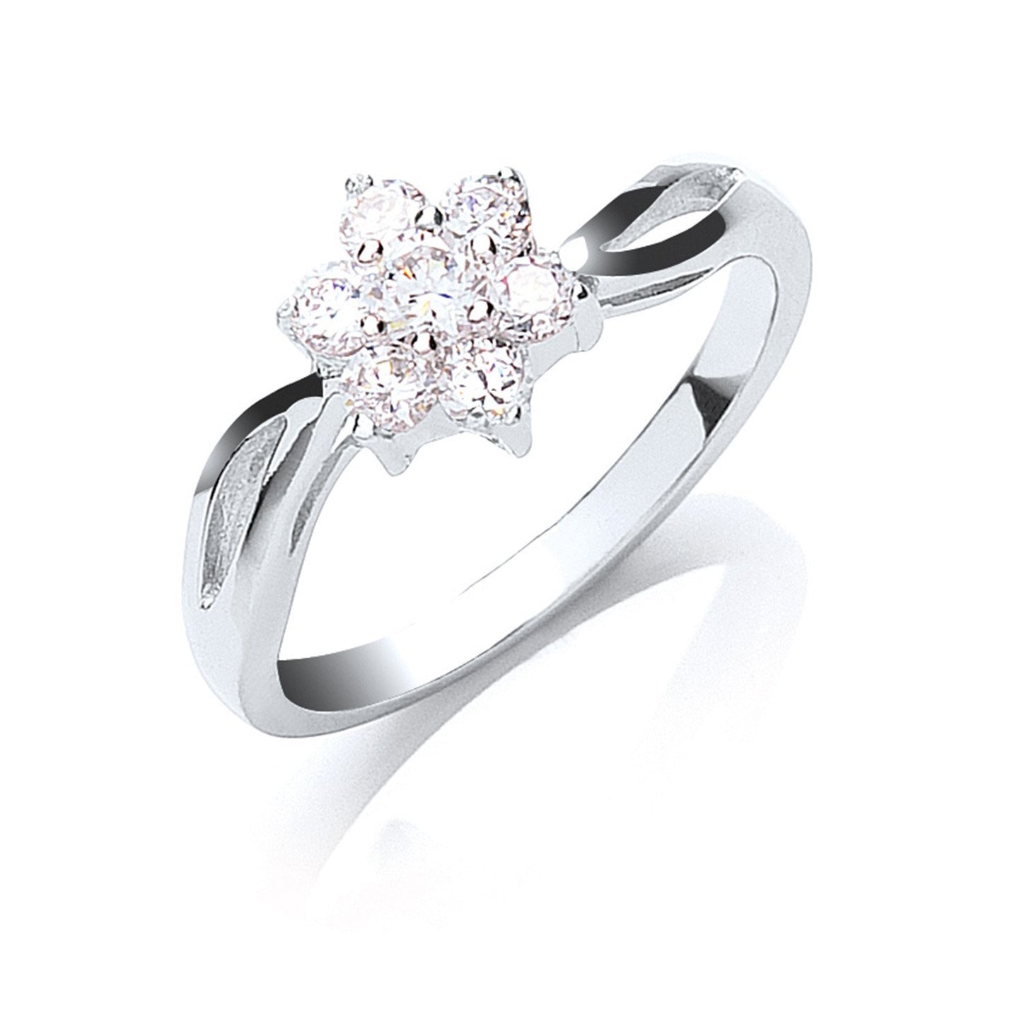 Silver Cubic Zirconia Cluster Ring - Fine Ring - Certified Authentic - Swiss Made - UK Stock – Luxury Jewellery by Imp