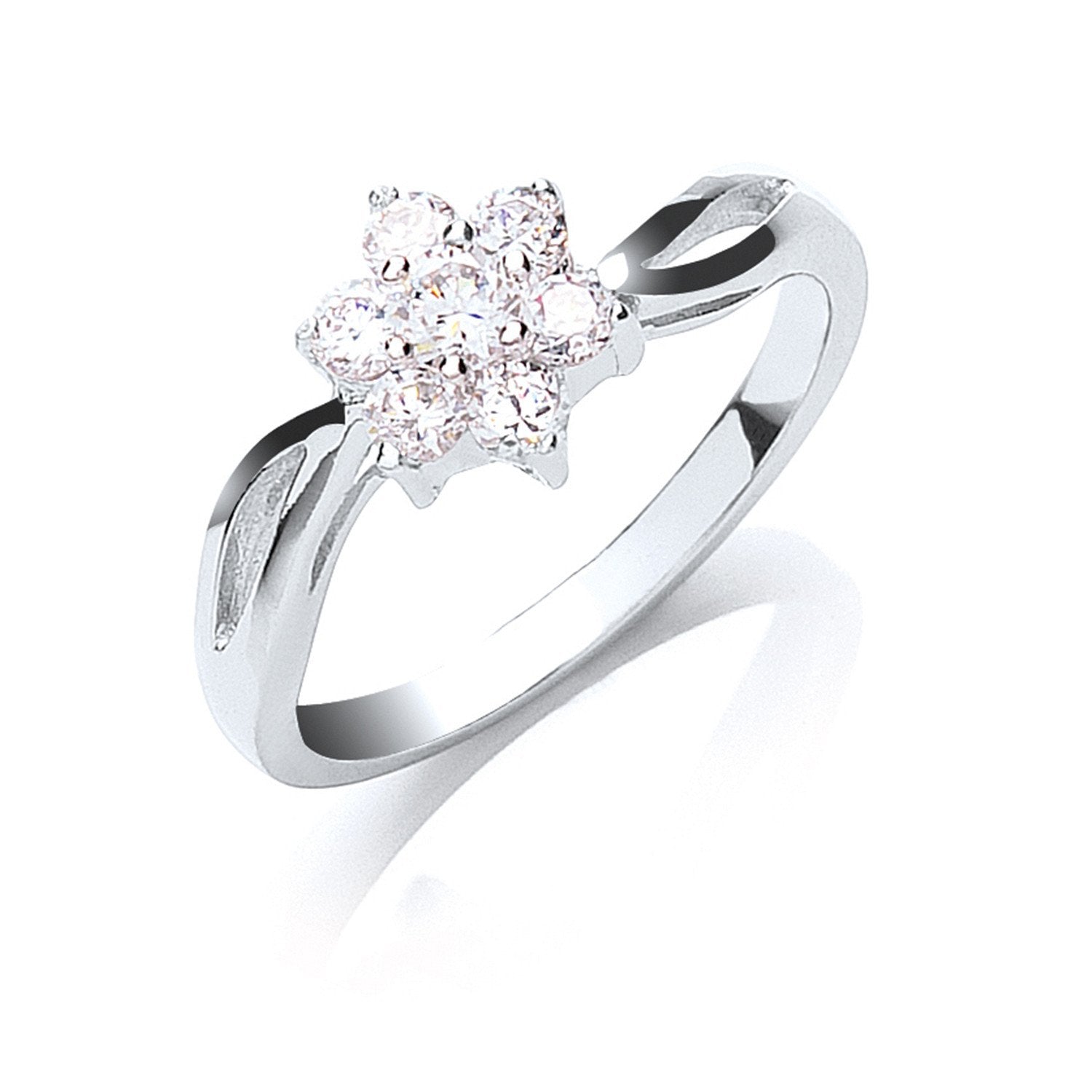 Silver Cubic Zirconia Cluster Ring - Fine Ring - Certified Authentic - Swiss Made - UK Stock – Luxury Jewellery by Imp