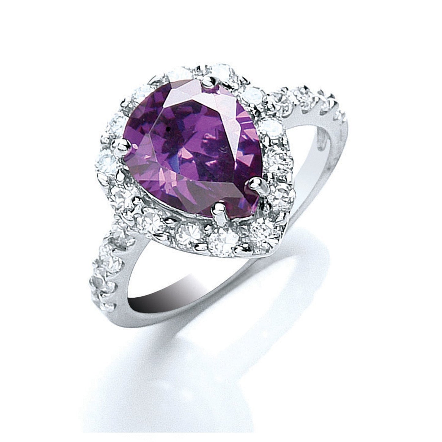 Silver Purple & White Pear Cut Cubic Zirconia Ring - Fine Ring - Certified Authentic – Luxury Jewellery by Imperial Ti