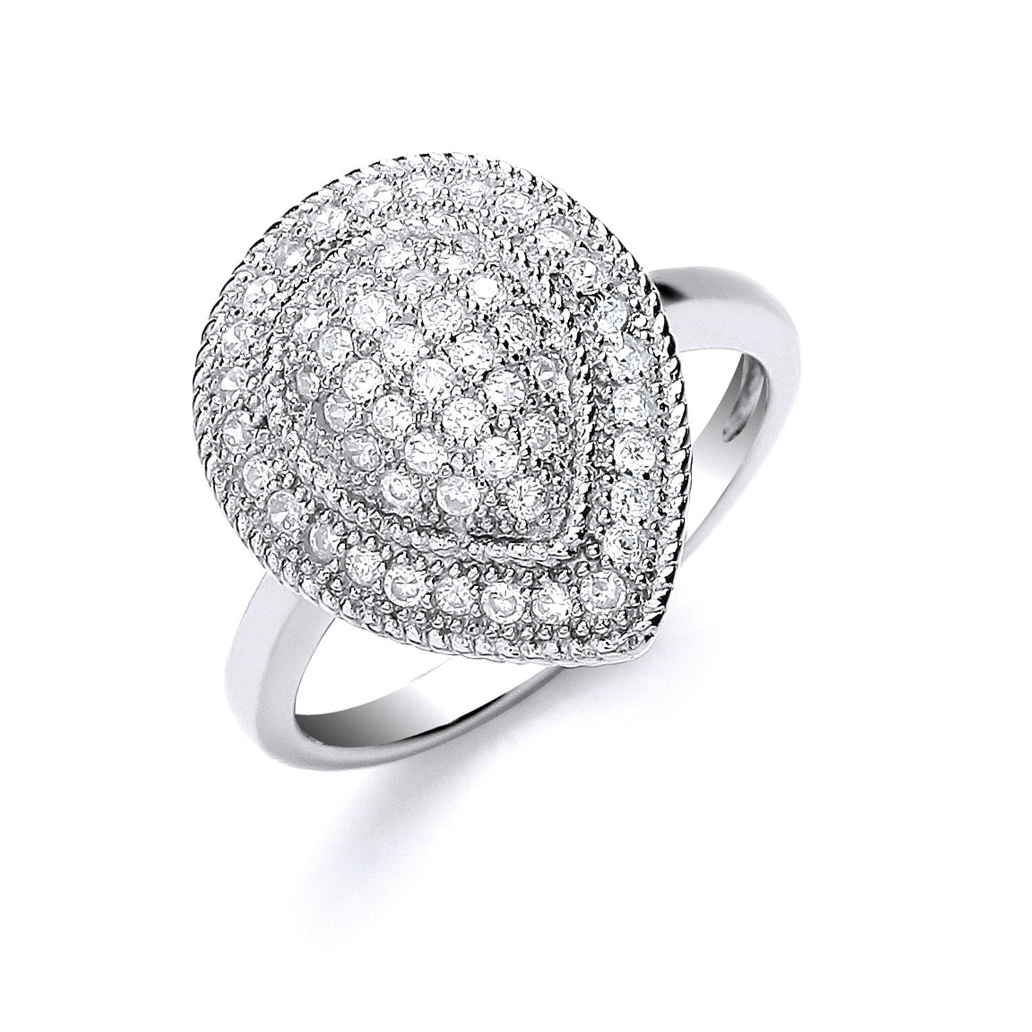 Silver Cluster Teardrop Shape Cubic Zirconia's Ring - Fine Ring - Certified Authentic – Luxury Jewellery by Imperial T