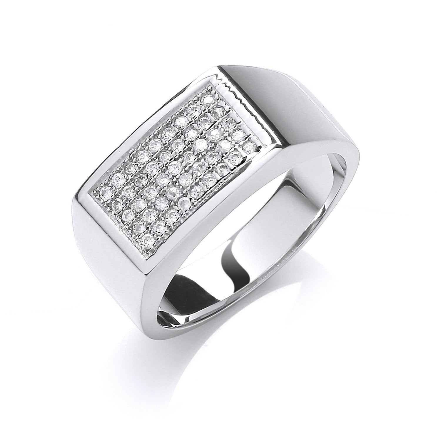 Silver Micro-Pave Cubic Zirconia Gents Ring - Fine Ring - Certified Authentic - Swiss Made – Luxury Jewellery by Imper