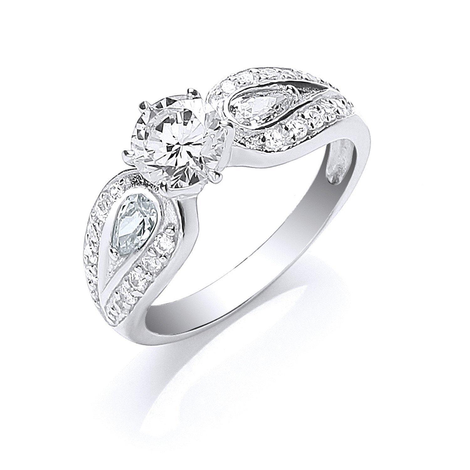 Silver S/S with Cubic Zirconia on Shoulders Ring - Fine Ring - Certified Authentic - Swiss Ma – Luxury Jewellery by Im