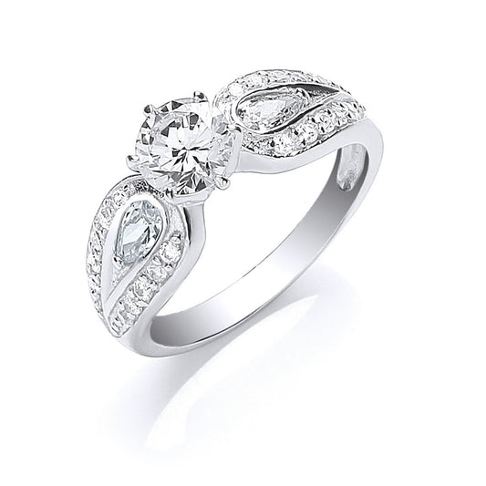 Silver S/S with Cubic Zirconia on Shoulders Ring - Fine Ring - Certified Authentic - Swiss Ma – Luxury Jewellery by Im