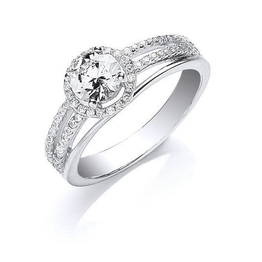 Silver S/S with Cubic Zirconia on Shoulders Ring - Fine Ring - Certified Authentic - Swiss Ma – Luxury Jewellery by Im