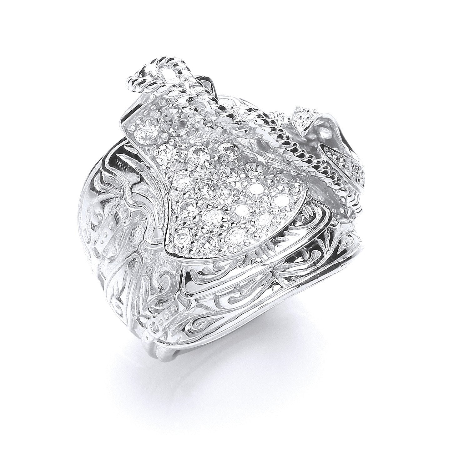 Silver Gents Cubic Zirconia Saddle Ring - Fine Ring - Certified Authentic - Swiss Made – Luxury Jewellery by Imperial