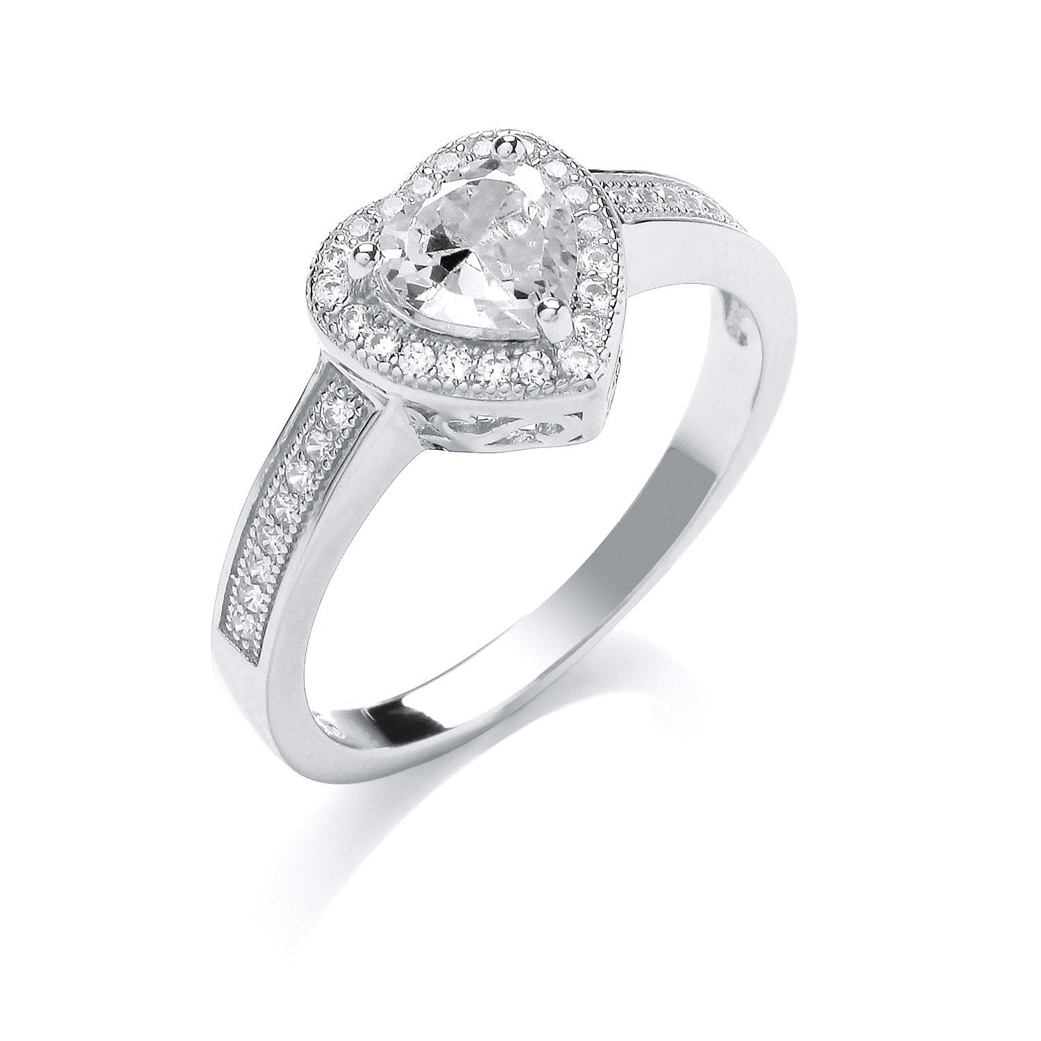 Silver Cubic Zirconia Heart Ring - Fine Ring - Certified Authentic - Swiss Made - UK Stock – Luxury Jewellery by Imper