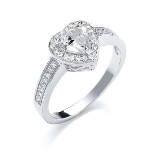 Silver Cubic Zirconia Heart Ring - Fine Ring - Certified Authentic - Swiss Made - UK Stock – Luxury Jewellery by Imper