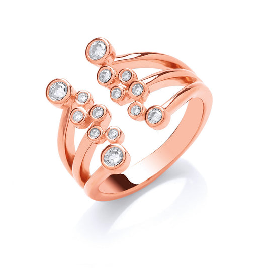 Silver Rose Gold Coated Open Top Cubic Zirconia Ring - Fine Ring - Certified Authentic – Luxury Jewellery by Imperial