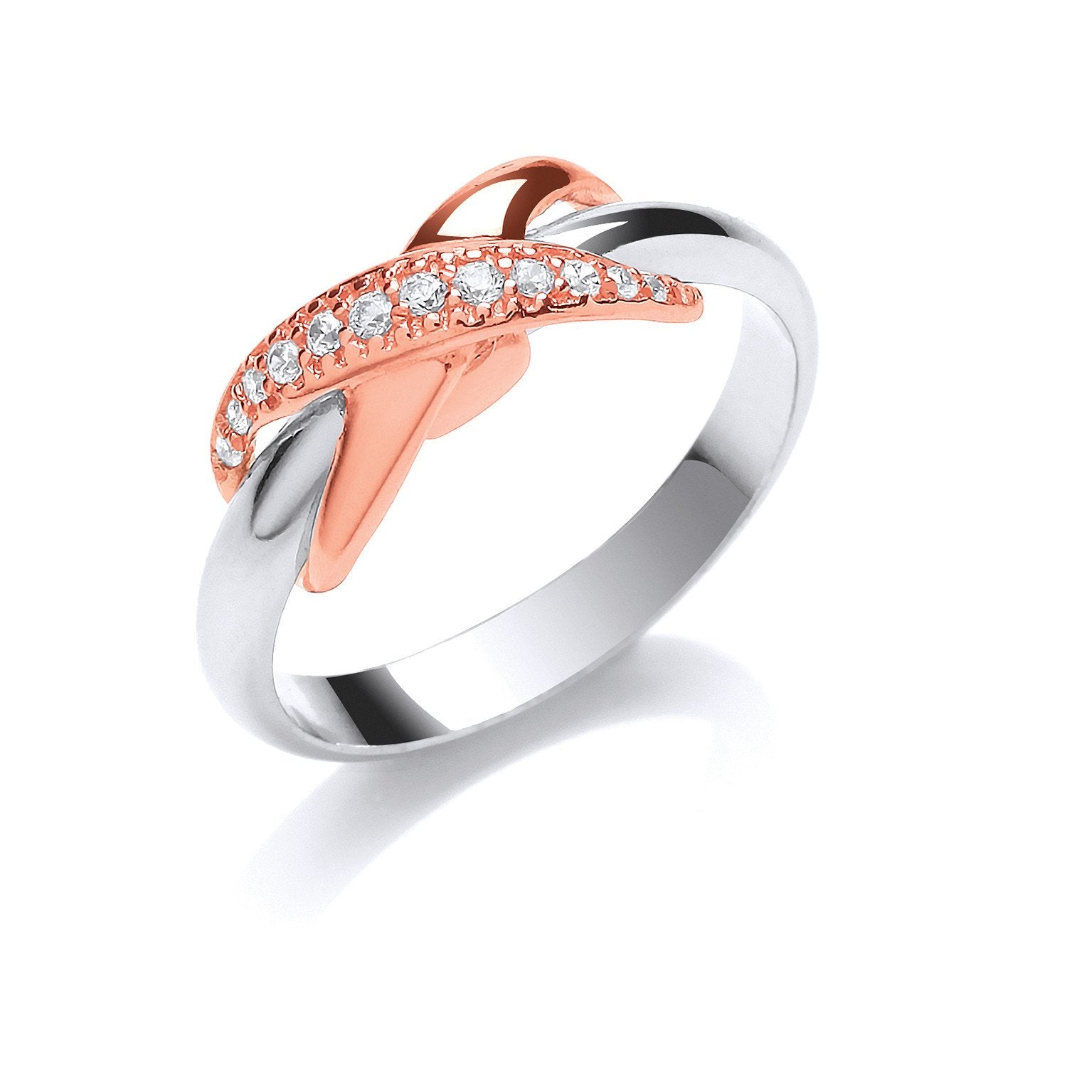 Silver Rose Gold Coated Kiss Cubic Zirconia Ring - Fine Ring - Certified Authentic - Swiss Ma – Luxury Jewellery by Im