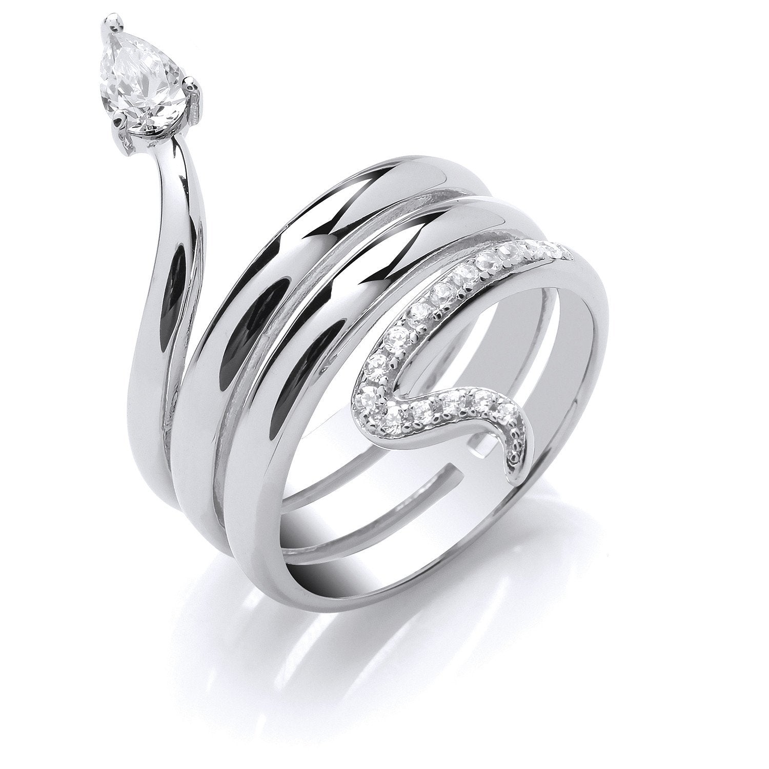 Silver Snake Cubic Zirconia Ring - Fine Ring - Certified Authentic - Swiss Made - UK Stock – Luxury Jewellery by Imper