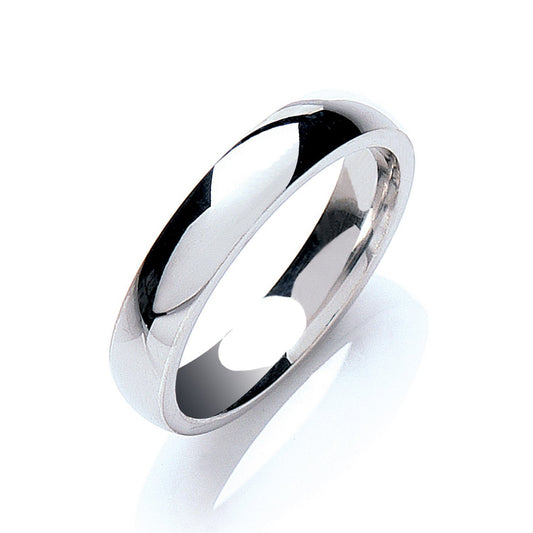 Silver 4mm Court Shape Plain Band