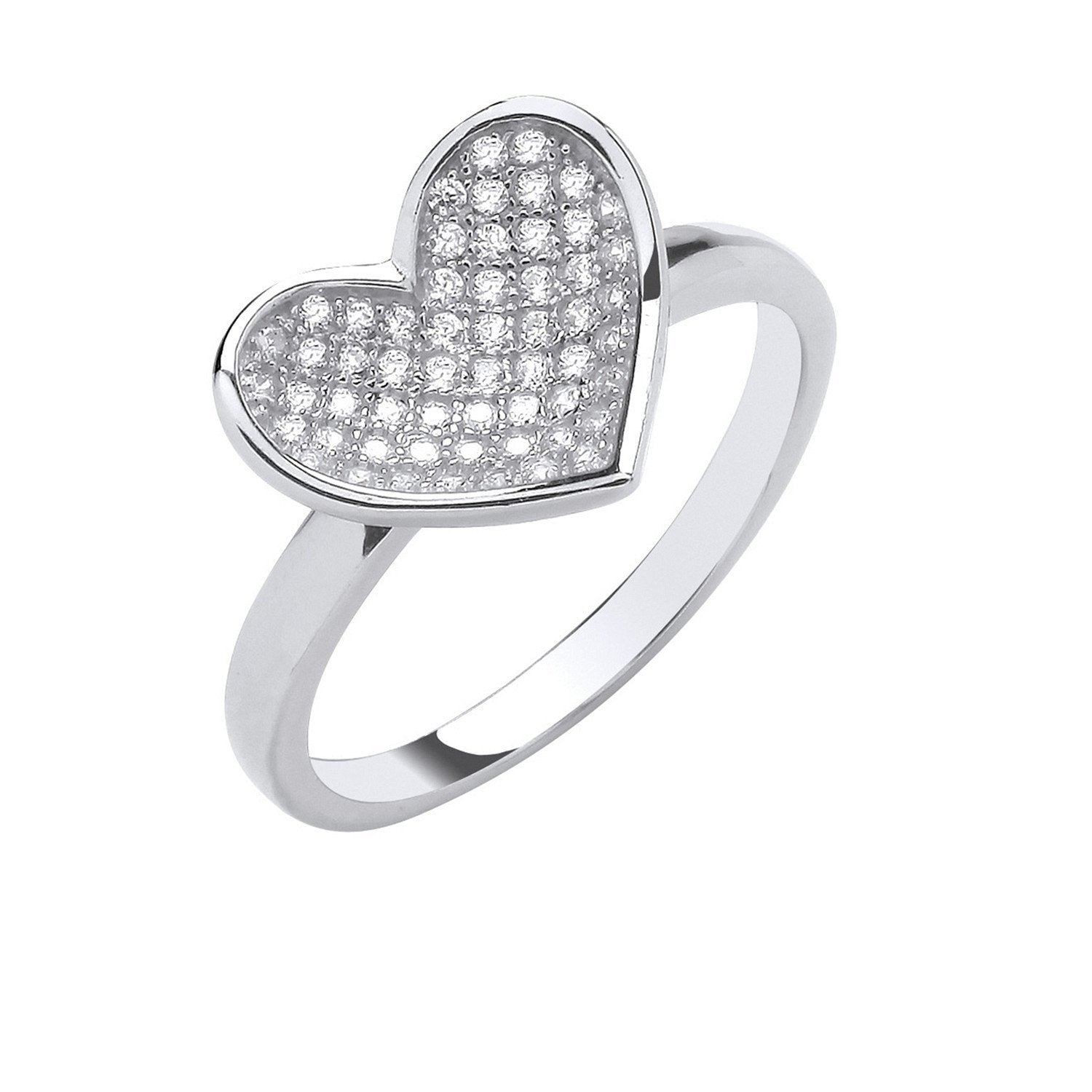 Silver Cubic Zirconia Heart Ring - Fine Ring - Certified Authentic - Swiss Made - UK Stock – Luxury Jewellery by Imper