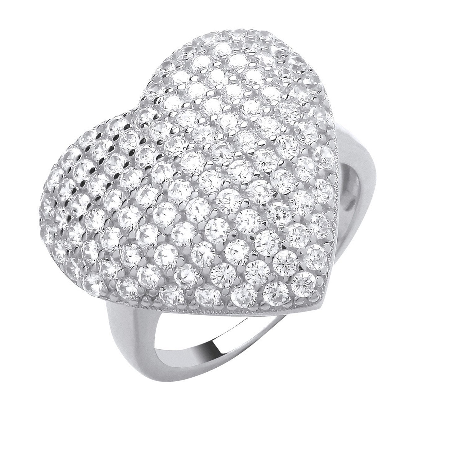 Silver Large Cubic Zirconia Heart Ring - Fine Ring - Certified Authentic - Swiss Made – Luxury Jewellery by Imperial T