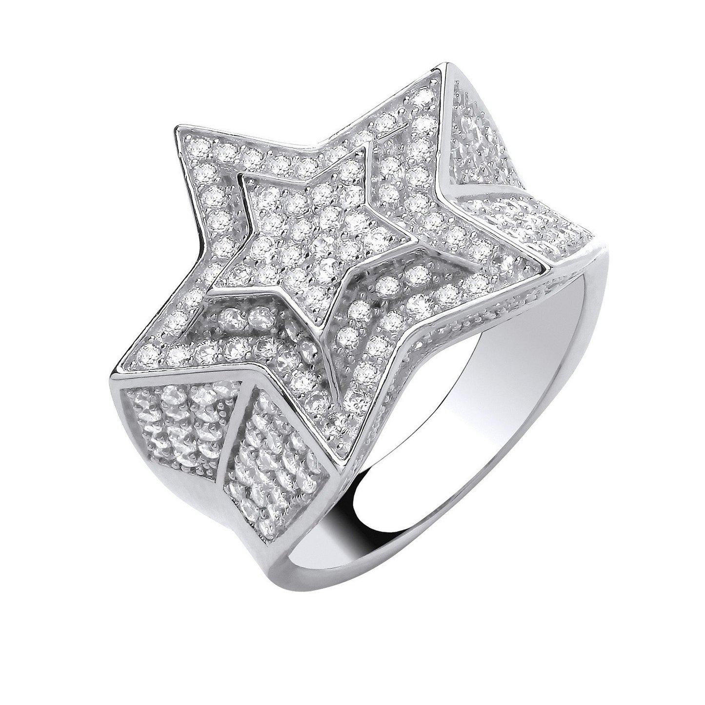 Silver 3d Star Ring - Fine Ring - Certified Authentic - Swiss Made - UK Stock - Insured Deliv – Luxury Jewellery by Im