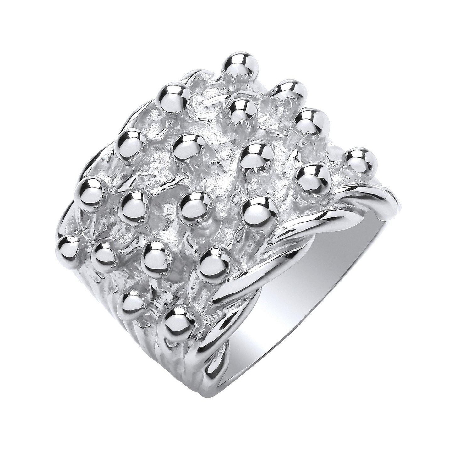 Silver 4 Row Keeper, Woven Back Large Ring - Fine Ring - Certified Authentic - Swiss Made – Luxury Jewellery by Imperi