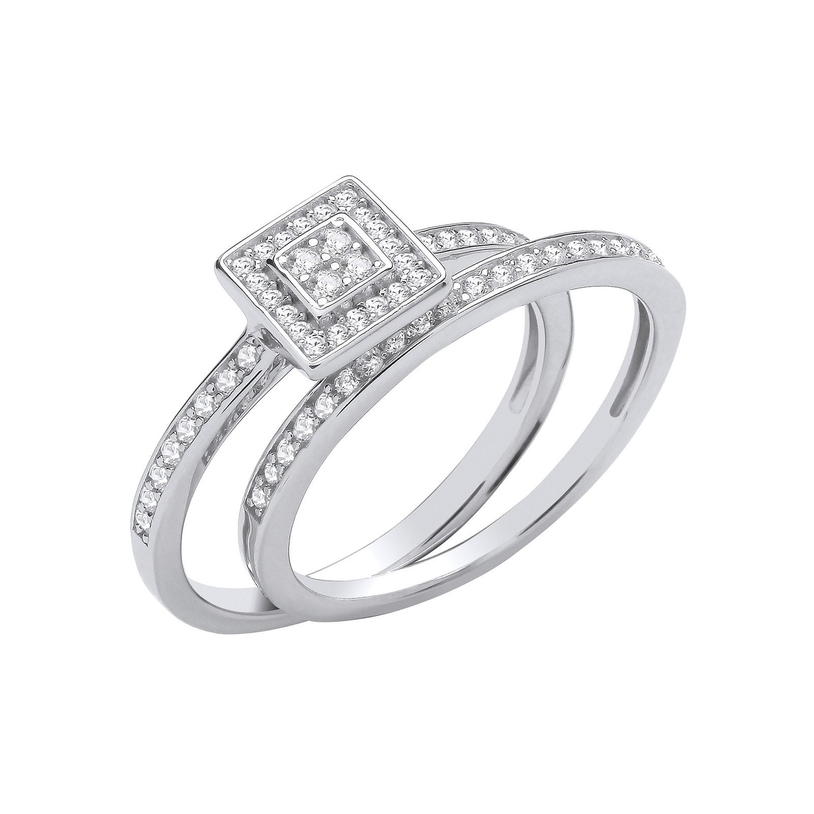 Silver Bridal Set Round Cubic Zirconias Half Et Rings - Fine Ring - Certified Authentic – Luxury Jewellery by Imperial