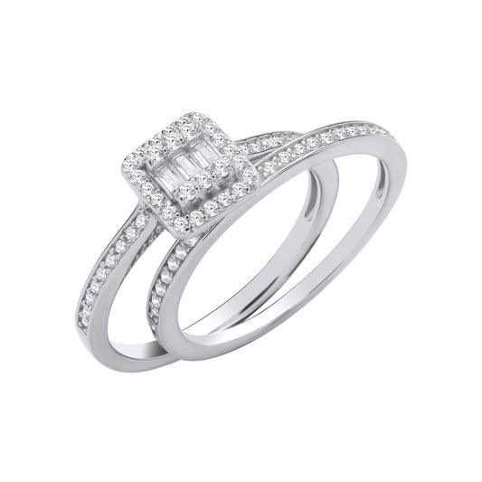Silver Bridal Set Baguettes Centre & Round Cubic Zirconias Half Et Rings - Fine Ring – Luxury Jewellery by Imperial Ti