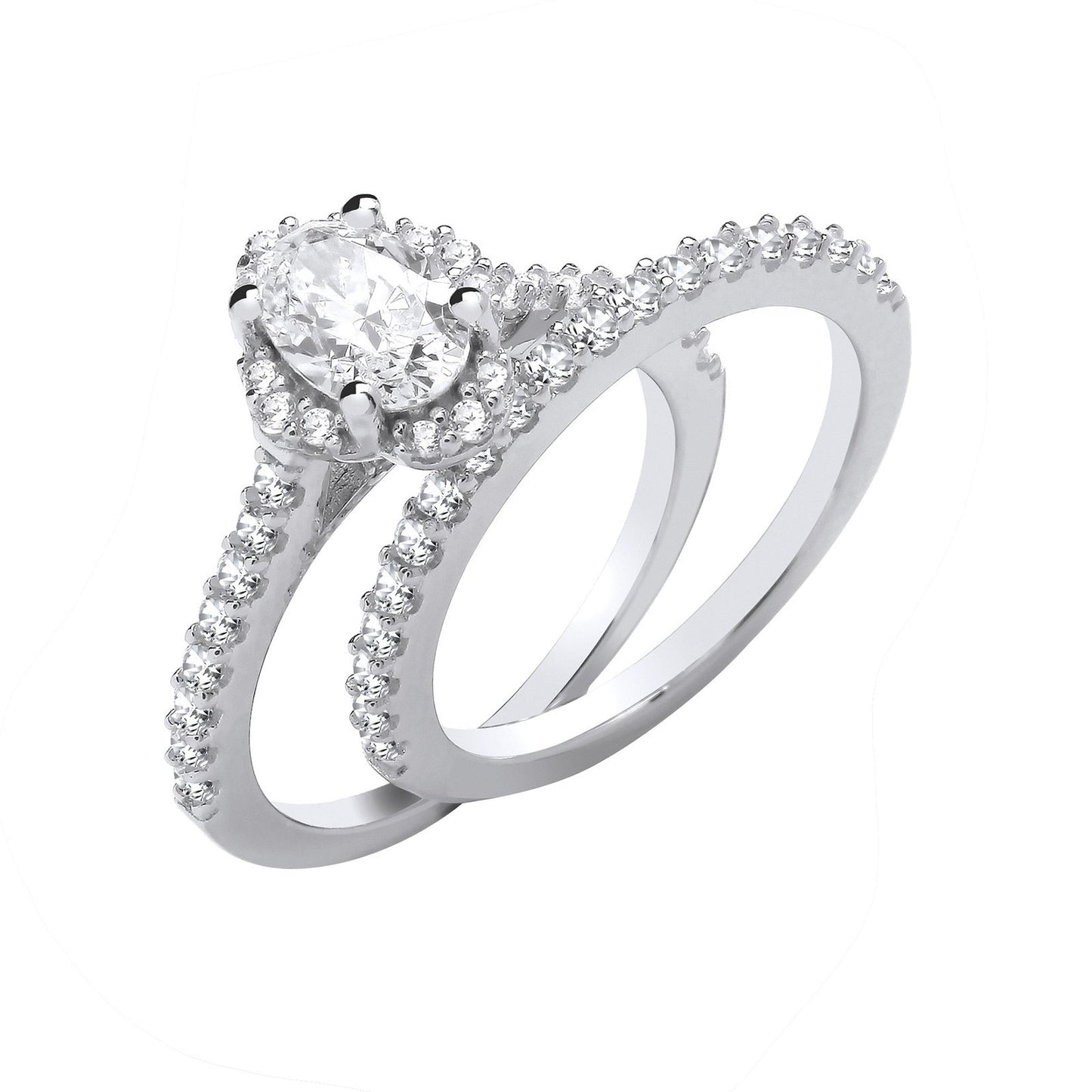 Silver Bridal Set Oval Cubic Zirconia Half Et Rings - Fine Ring - Certified Authentic – Luxury Jewellery by Imperial T