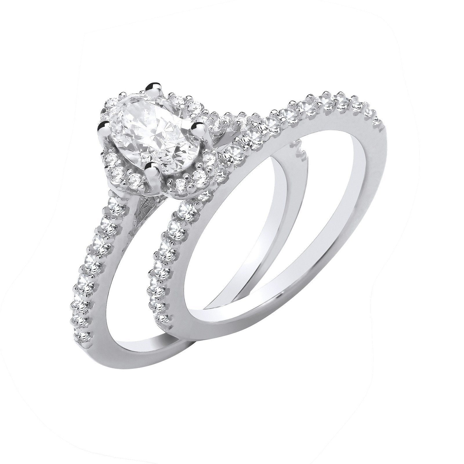 Silver Bridal Set Oval Cubic Zirconia Half Et Rings - Fine Ring - Certified Authentic – Luxury Jewellery by Imperial T