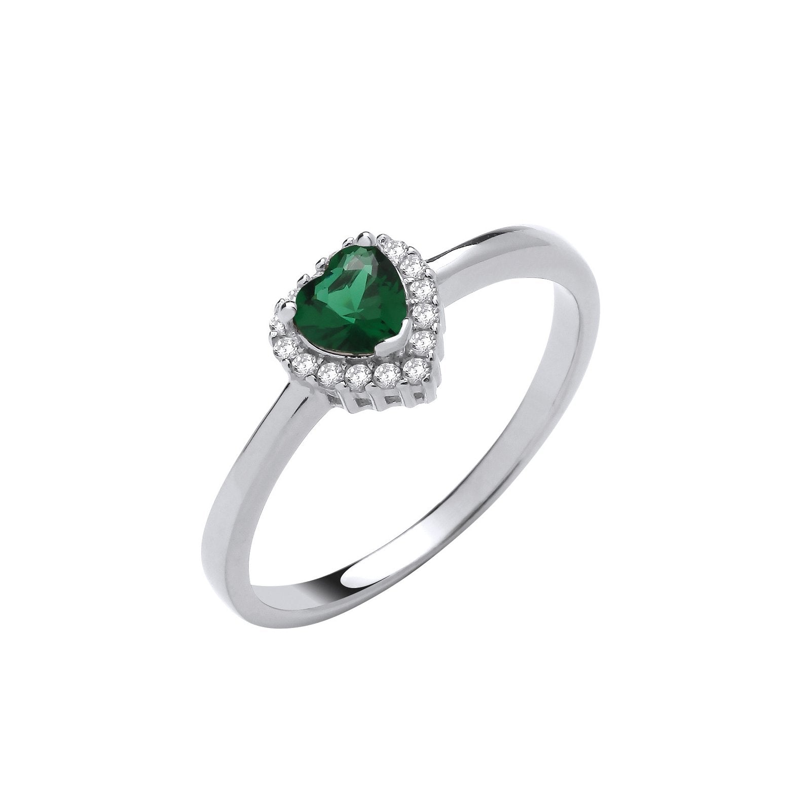 Silver Green Cubic Zirconia Heart Ring - Fine Ring - Certified Authentic - Swiss Made – Luxury Jewellery by Imperial T