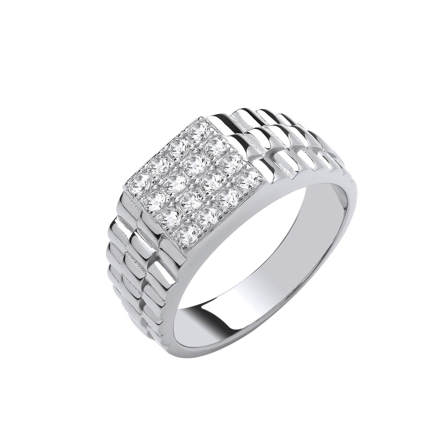 Silver Square Top Gents Cubic Zirconia Ring - Fine Ring - Certified Authentic - Swiss Made – Luxury Jewellery by Imper