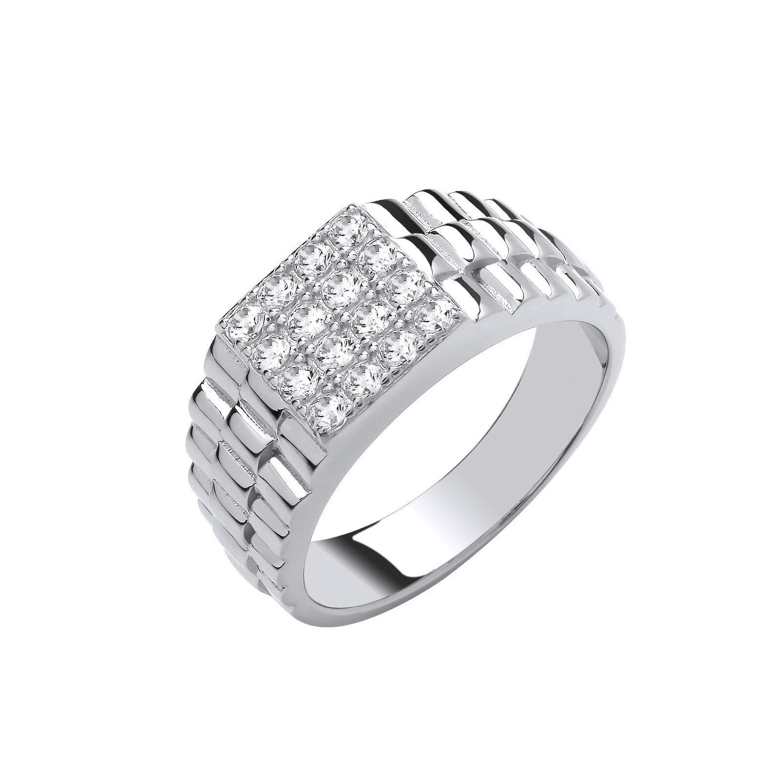 Silver Square Top Gents Cubic Zirconia Ring - Fine Ring - Certified Authentic - Swiss Made – Luxury Jewellery by Imper