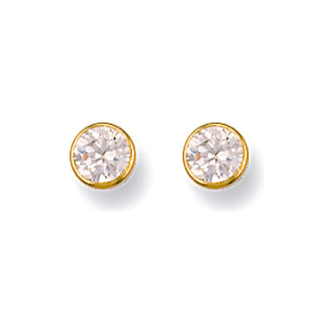 9ct Yellow Gold 5mm Rubover Set Cubic Zirconia Studs