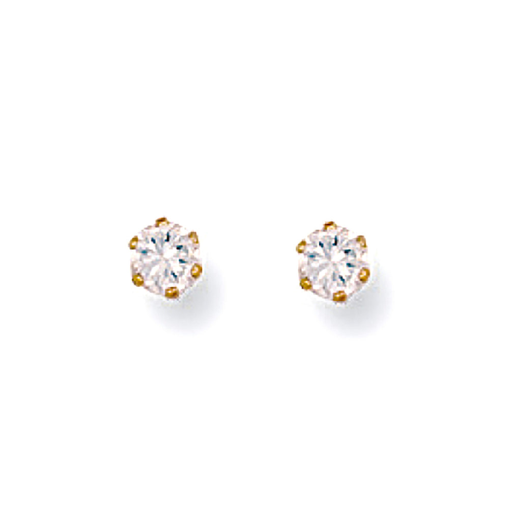 9ct Yellow Gold 3mm Claw Set Cubic Zirconia Studs