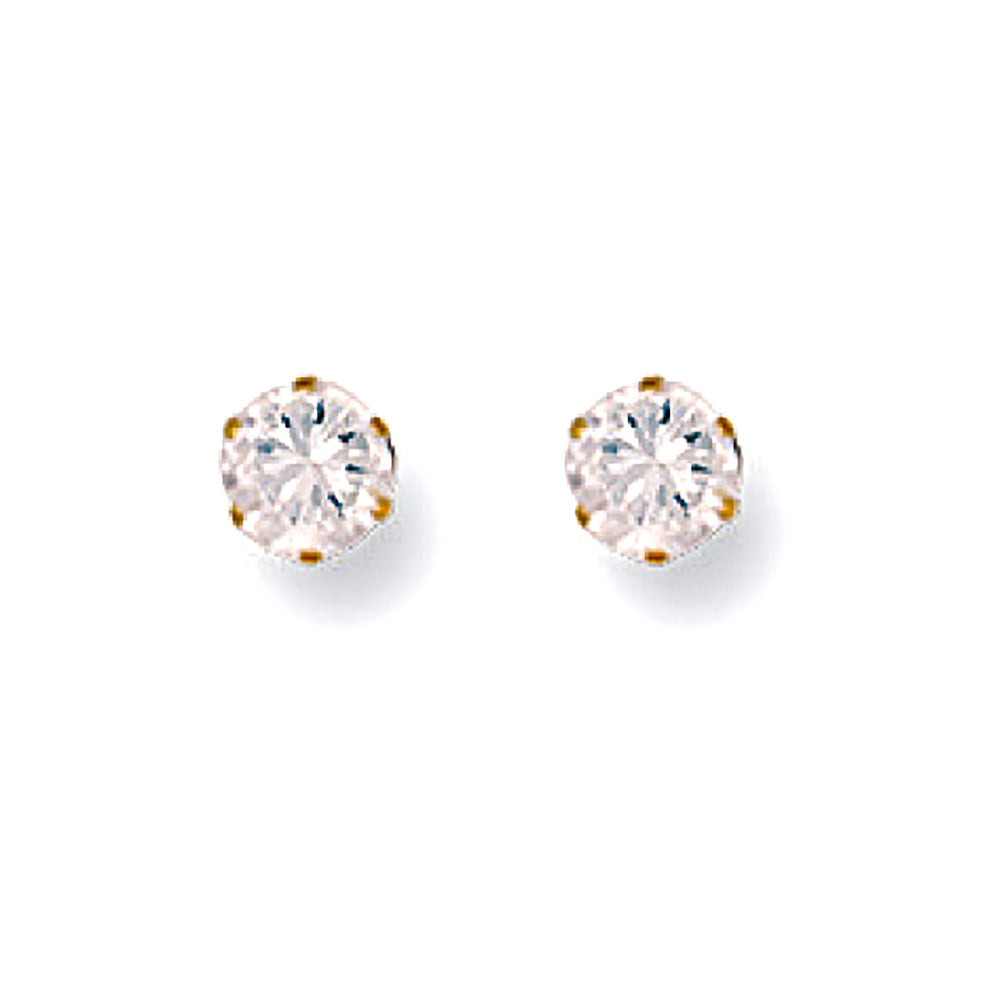 9ct Yellow Gold 4mm Claw Set Cubic Zirconia Studs