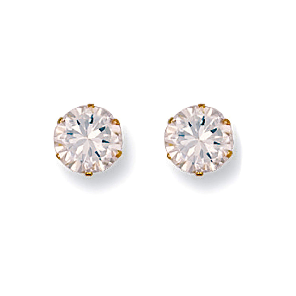 9ct Yellow Gold 7mm Claw Set Cubic Zirconia Studs