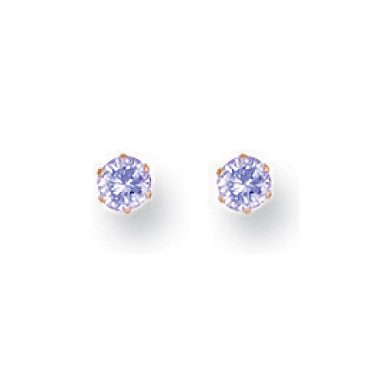 Yellow Gold 3mm Claw Set Lavander Cubic Zirconia Studs - Luxury Watch - Certified Authentic – Luxury Watch by Imperial