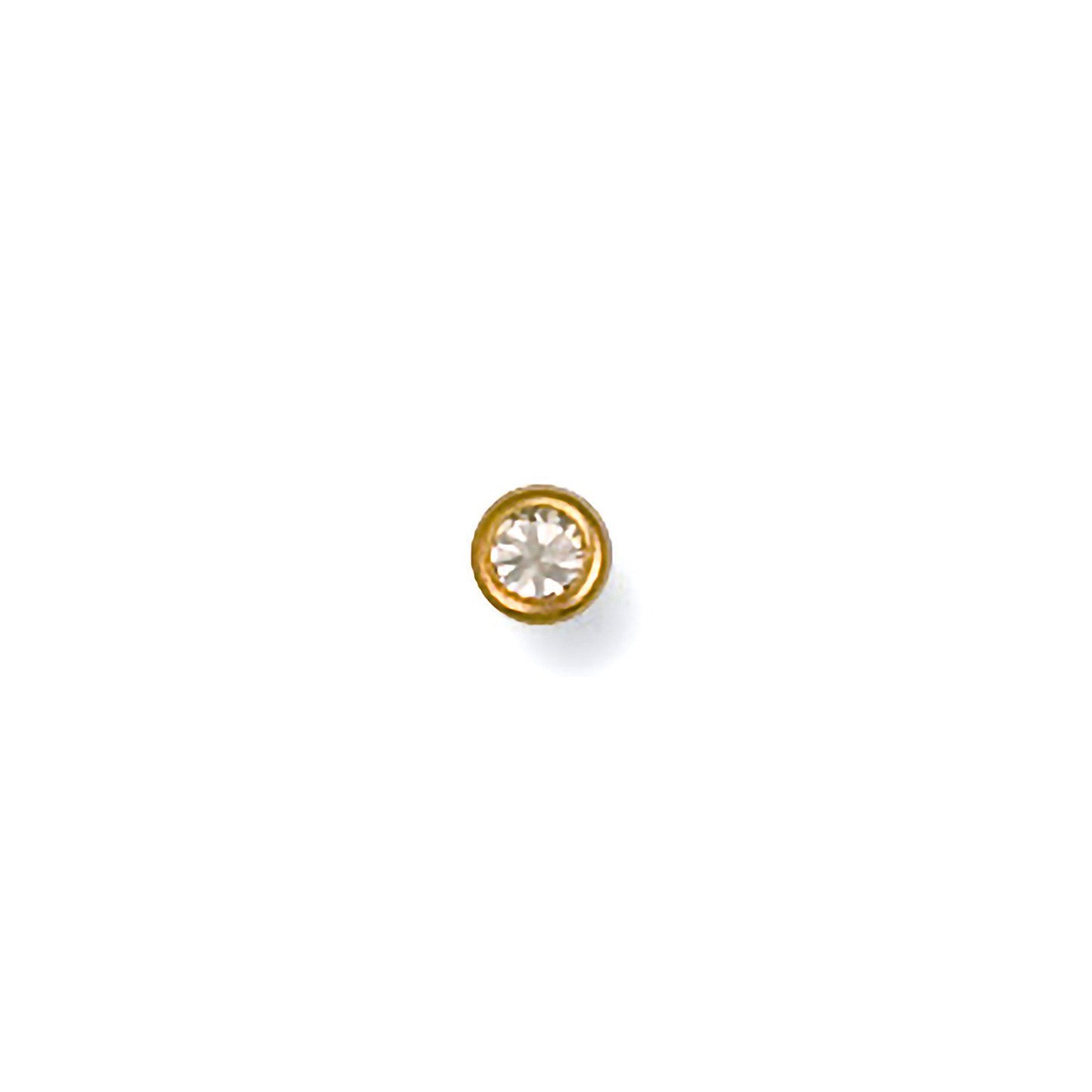 Yellow Gold Rubover Set Cubic Zirconia Nose Stud