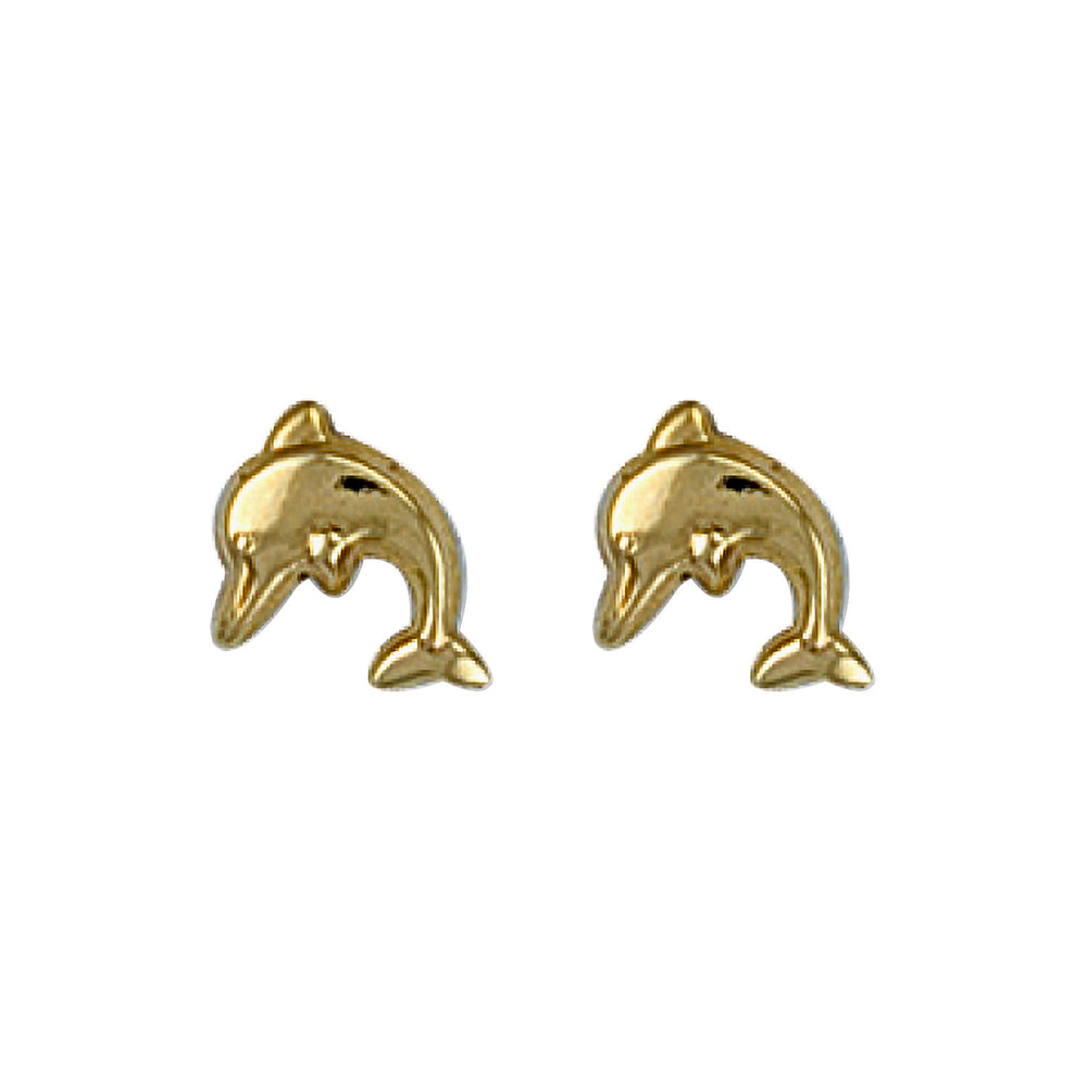 Yellow Gold Dolphin Studs – product view