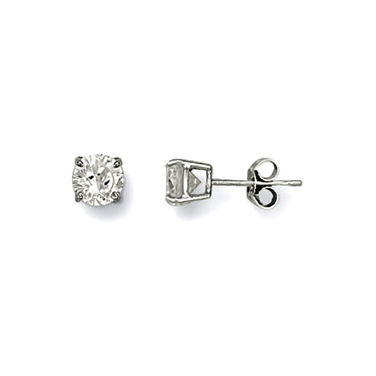 White Gold 5mm Claw Set Cubic Zirconia Studs