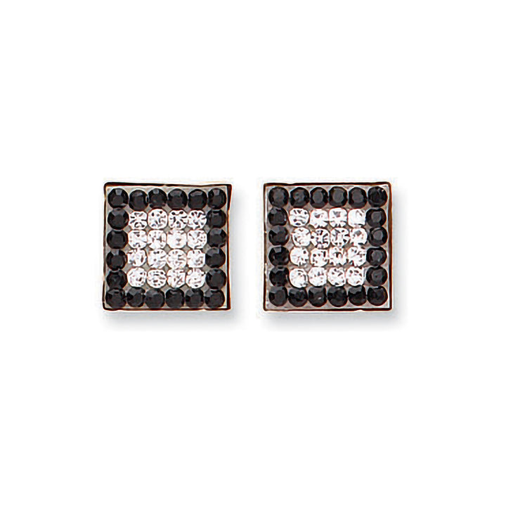 9ct Yellow Gold Black & White Cubic Zirconia Square Studs