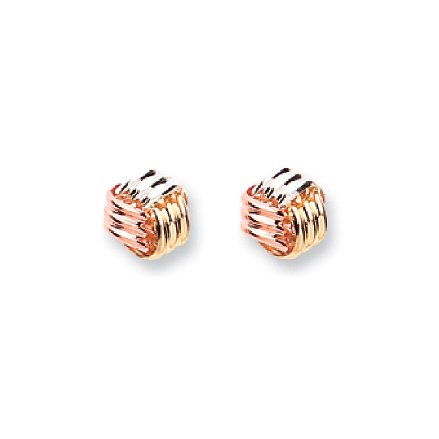 9ct Yellow White & Rose Gold Fancy Knot Studs