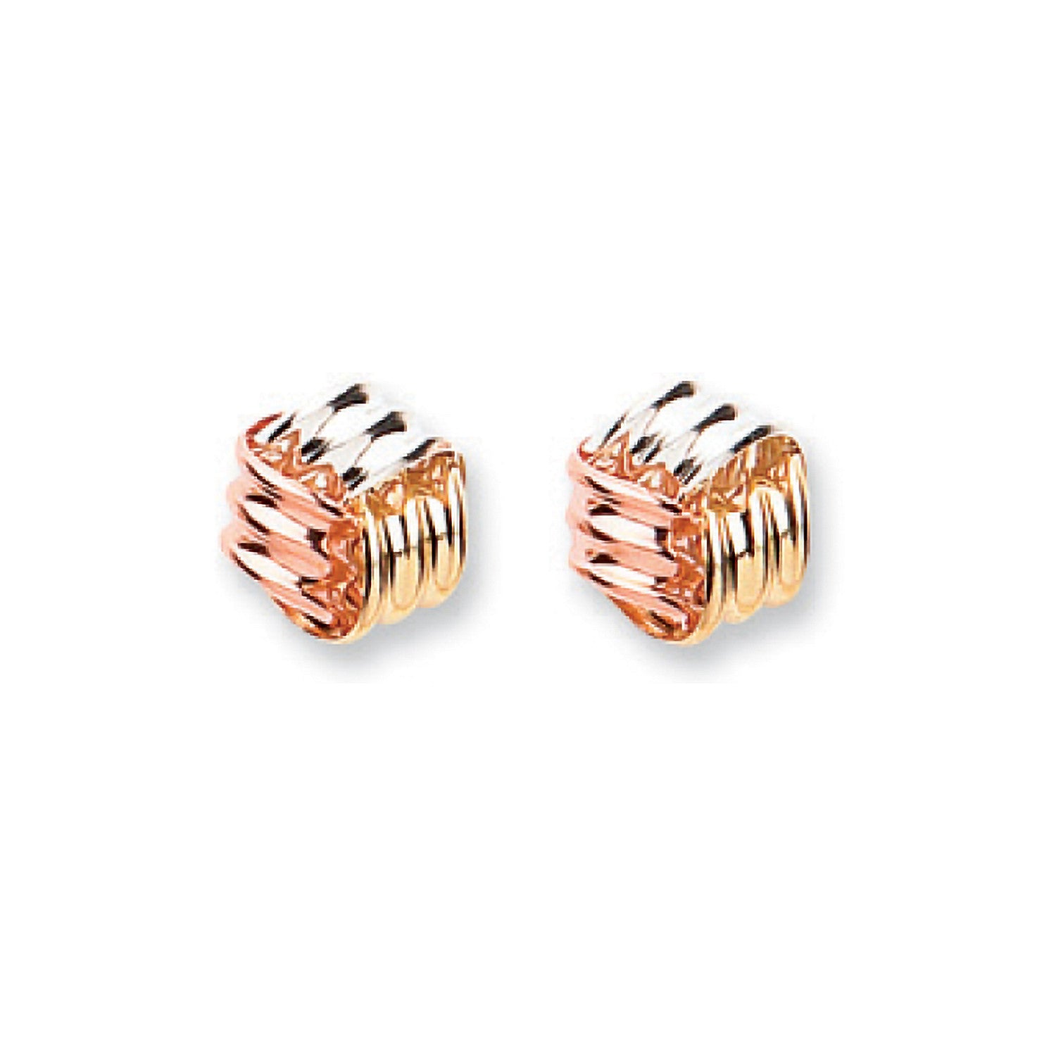 9ct Yellow White & Rose Gold Fancy Knot Studs