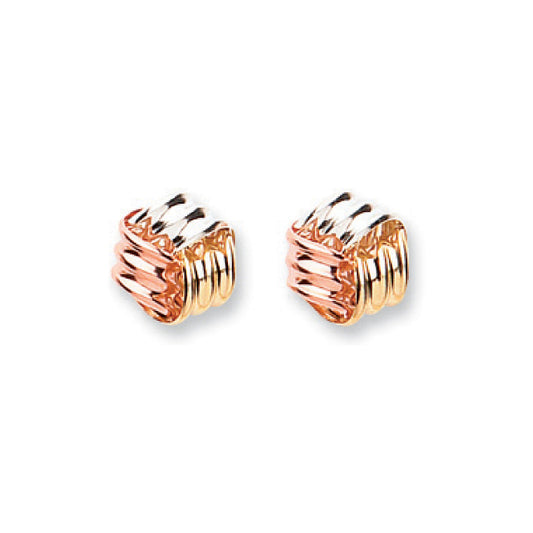 9ct Yellow White & Rose Gold Fancy Knot Studs