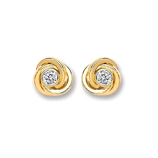 9ct Gold Cubic Zirconia Knot Studs - luxury watches London - Kensington  jeweller | Imperial Time UK Ltd, Kensington