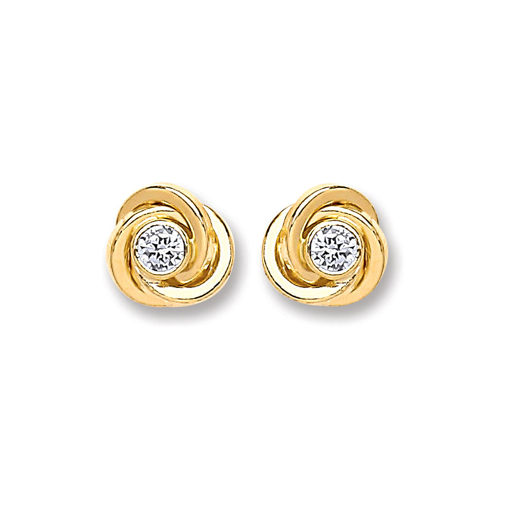 9ct Gold Cubic Zirconia Knot Studs