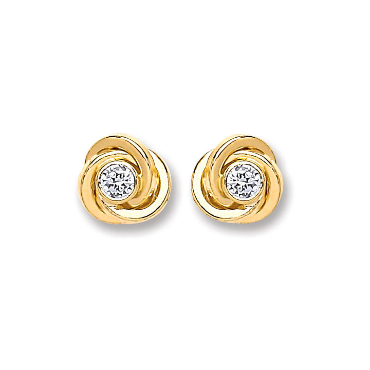 9ct Gold Cubic Zirconia Knot Studs
