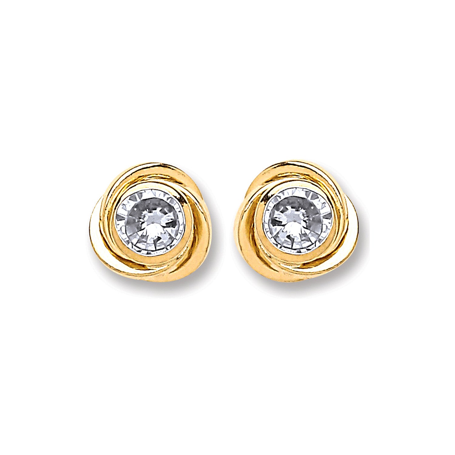 9ct Gold Medium Cubic Zirconia Knot Studs