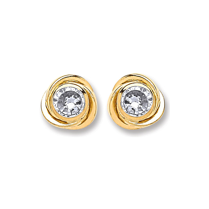 9ct Gold Medium Cubic Zirconia Knot Studs