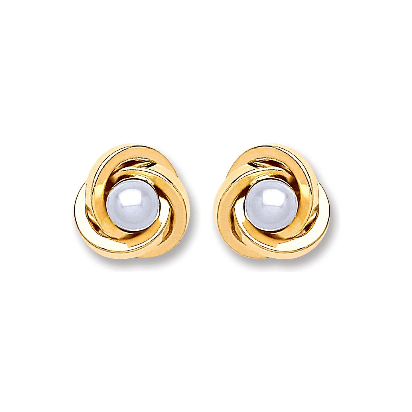 9ct Gold Simulated Pearl Knot Studs - Luxury Watch - Certified Authentic - Swiss Made – Luxury Watch by Imperial Time