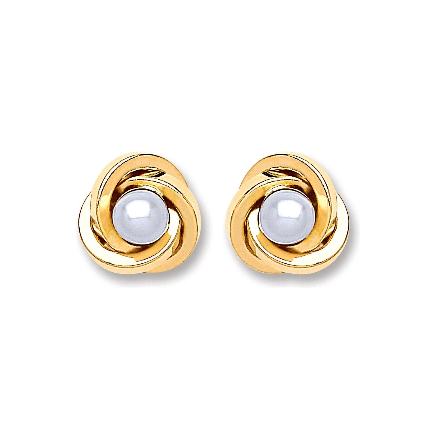 9ct Gold Simulated Pearl Knot Studs - Luxury Watch - Certified Authentic - Swiss Made – Luxury Watch by Imperial Time