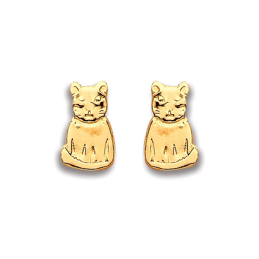 9ct Yellow Gold Cat Studs