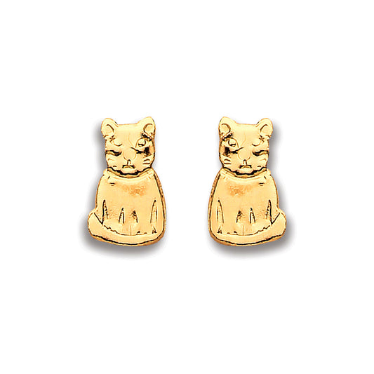 9ct Yellow Gold Cat Studs