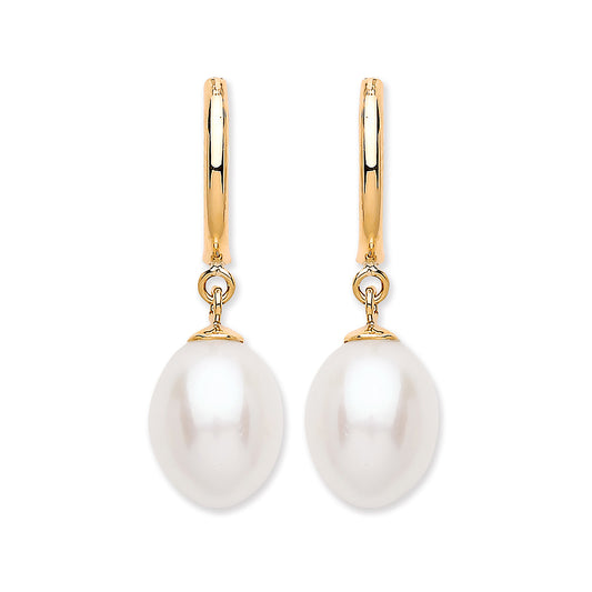 9ct Yellow Gold Freshwater Pearl Drop Studs