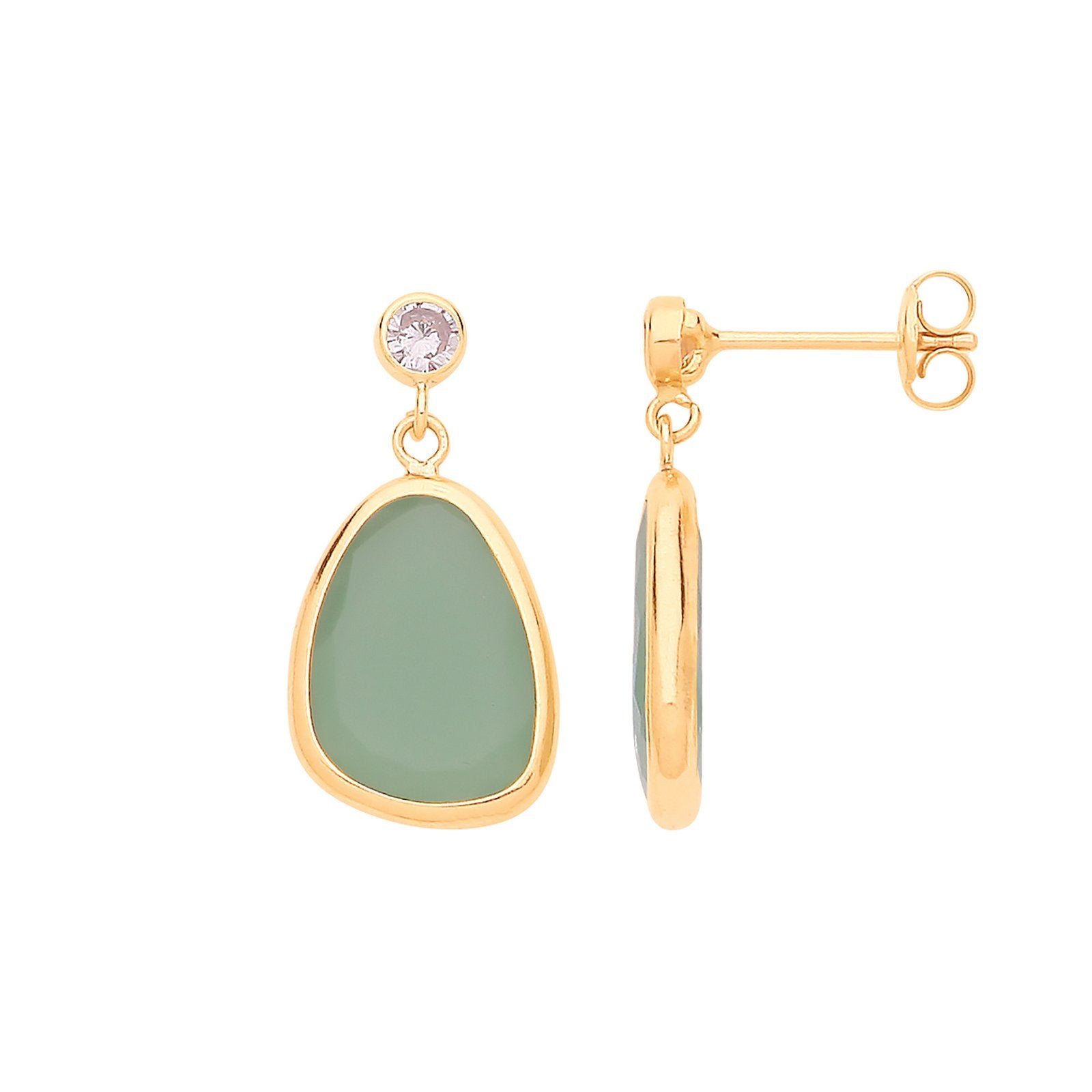 9ct Yellow Gold Cubic Zirconia and Green Glass Drop Studs - Luxury Watch - Certified Authenti – Luxury Watch by Imperi